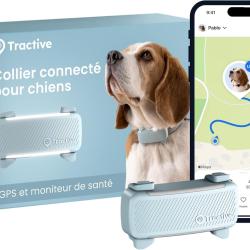 Collier Connect&eacute; GPS Chien Suivi GPS Direct Alertes Anti-Fugue Moniteur de Signes Vitaux Bleu