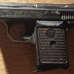 Pistolet d'alarme vintage Rh&ouml;ner Mod. 110 (Cal. 8mm) - R.F.A 1976 + Bo&icirc;te Wadie d'&eacute;poque