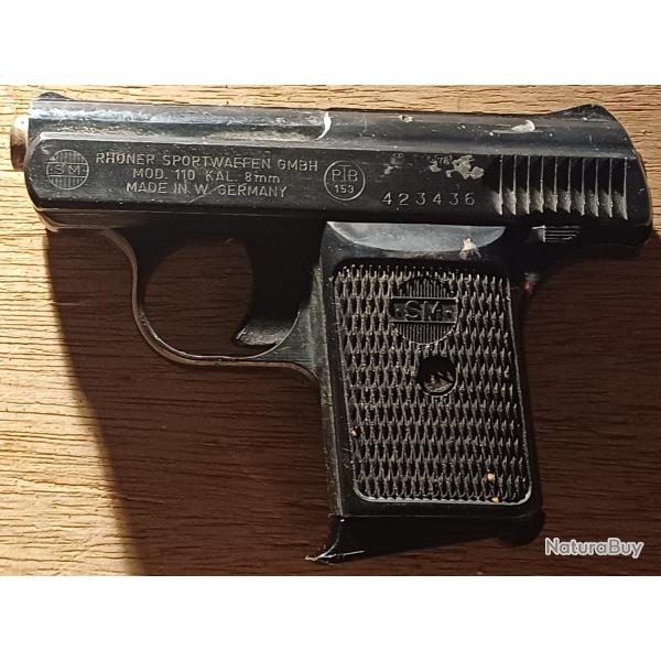 Pistolet d'alarme vintage Rh�ner Mod. 110 (Cal. 8mm) - R.F.A 1976 + Bo�te Wadie d'�poque