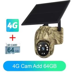Cam&eacute;ra de Chasse 4G LTE Solaire 360&deg; HD 2K - Vision Nocturne + Carte 64 Go Incluse D&eacute;tection Gibiers