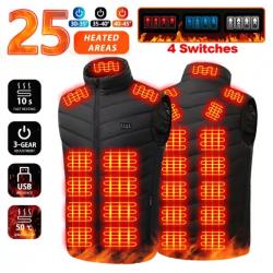 Gilet Chauffant &Eacute;lectrique 25 Zones USB | 4 R&eacute;glages Ind&eacute;pendants | Chasse Poste, P&ecirc;che, Bivouac