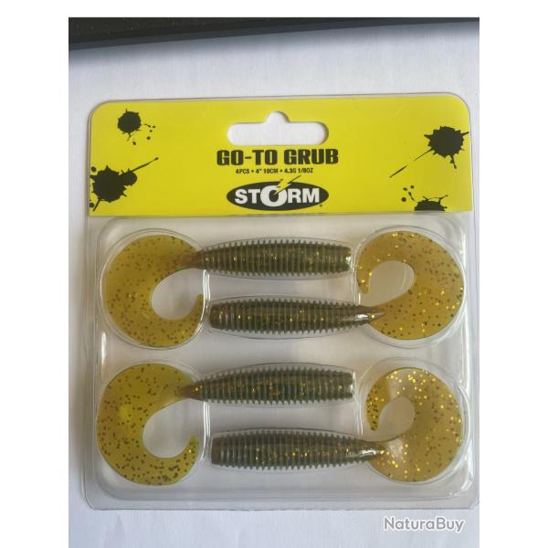 STORM Go To Grub 10 cm - Gold Glitter Motoroil UV - 4.3 g - Blister de 4 - GTG04GGMU
