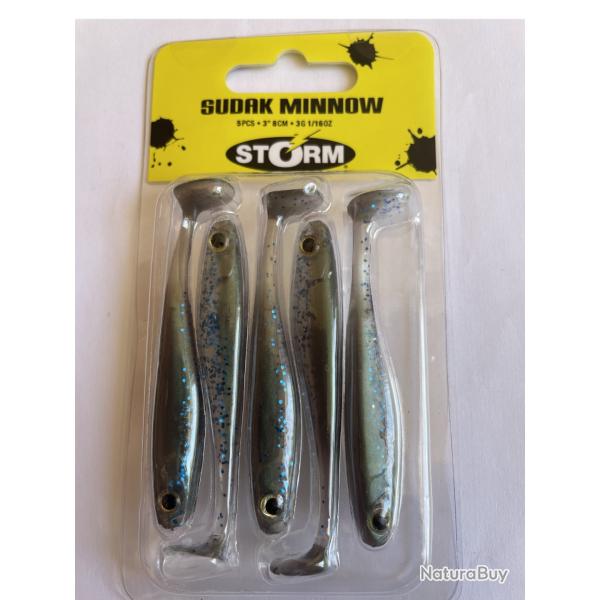 STORM Sudak Minnow 8 cm - Electric Smelt - 3 g - Blister de 5 - SDMN03ESML