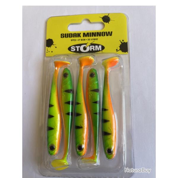 STORM Sudak Minnow 8 cm - Fire Tiger - 3 g - Blister de 5 - SDMN03FT