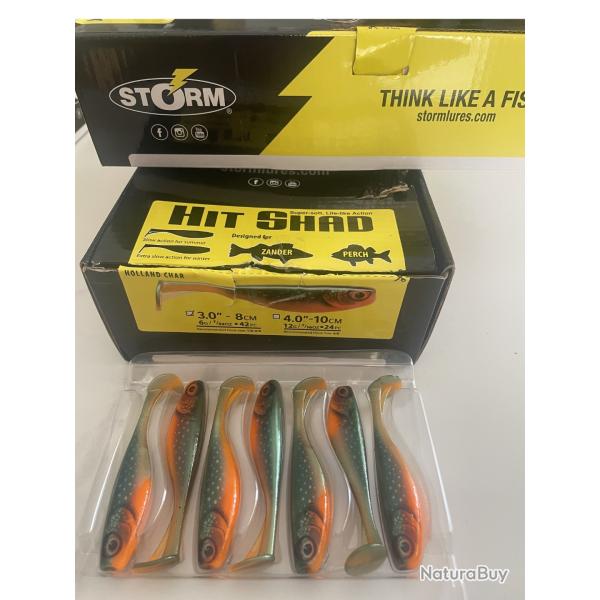 Storm Hit-Shad 3.0" Holland Char - Lot 7 leurres - Neufs & emball�s