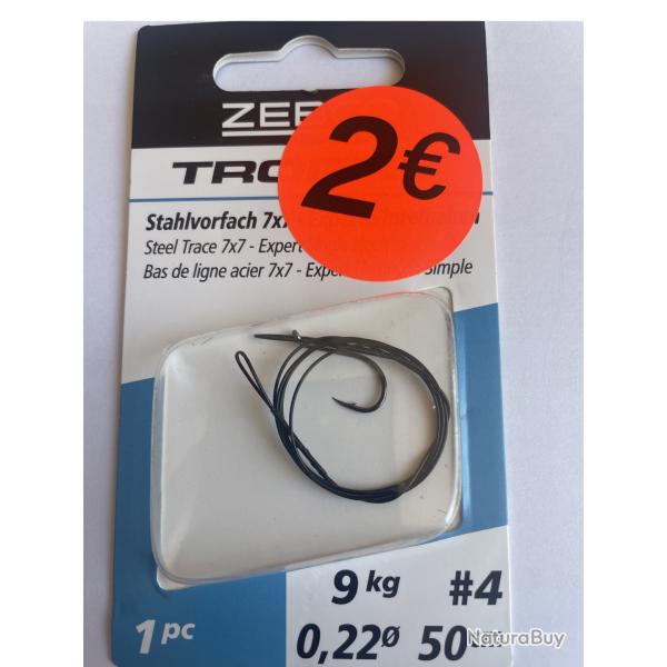 Bas de ligne acier 7x7 Zebco - Hame�on n�4 - 50 cm / 9 kg - Neuf -