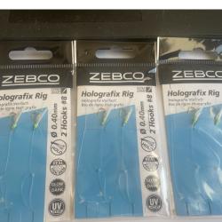 Lot de 3 bas de lignes Holografix - Zebco 4111101 - 0.40 mm - 2 hame&ccedil;ons