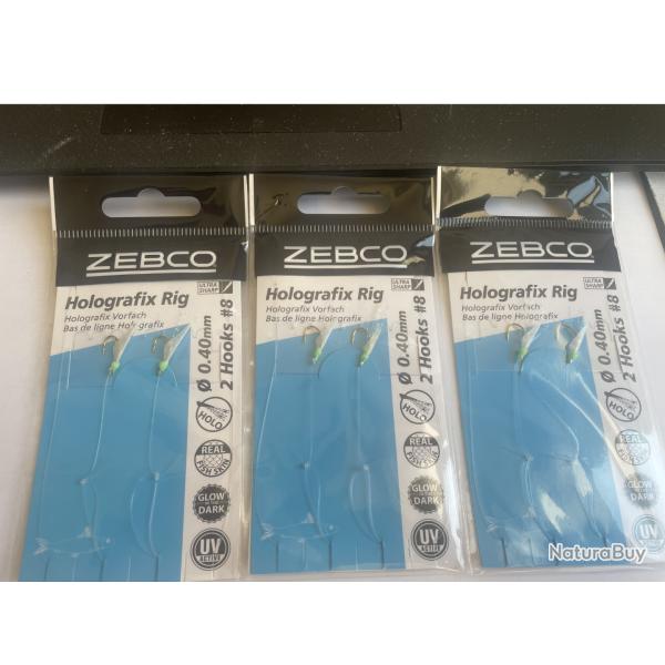 Lot de 3 bas de lignes Holografix - Zebco 4111101 - 0.40 mm - 2 hame�ons