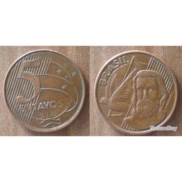 Bresil 5 Centavos 2004 Piece Reals Cruzeiros Cruzados Centavos Amerique Sud Reais