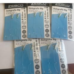 Lot de 5 bas de lignes Holografix - Zebco 4111101 - 0.40 mm - 2 hame&ccedil;ons
