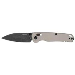 Couteau pliant Kershaw Bel Air - Manche aluminium beige, lame blackwash, lame de 76 mm