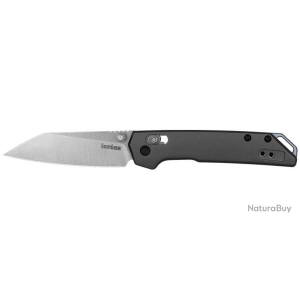 Couteau pliant Kershaw Mini Iridium Reverse Tanto - Manche aluminium gris, lame stonewash