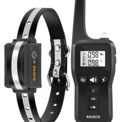 Collier de Dressage Chien de Chasse ROJECO 1000M &Eacute;tanche IPX7 T&eacute;l&eacute;commande Rechargeable Bip
