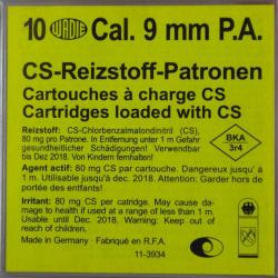 Cartouches &agrave; gaz CS Wadie 9 mm PA x10