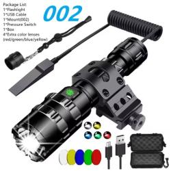 Kit Lampe Tactique Chasse 3800LM pour Canon Fusil | Contacteur D&eacute;port&eacute; | Filtres + Mallette