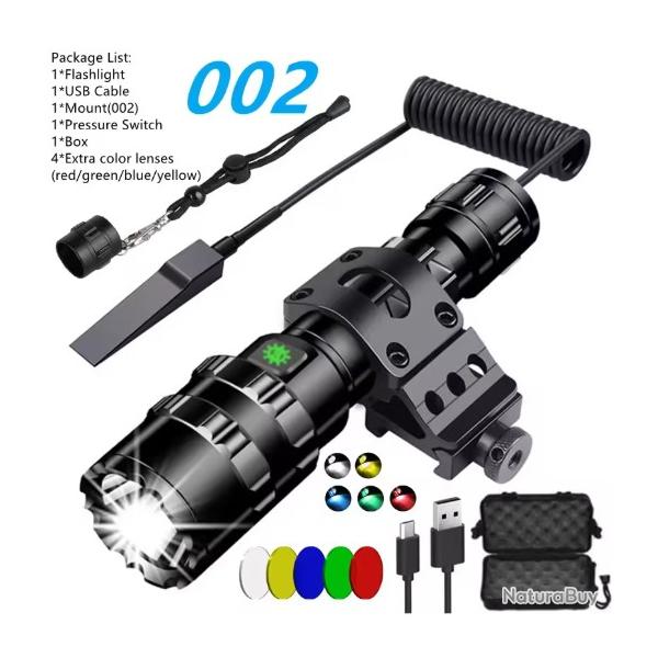 Kit Lampe Tactique Chasse 3800LM pour Canon Fusil | Contacteur D�port� | Filtres + Mallette