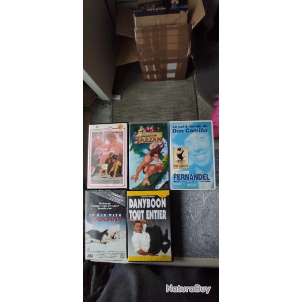 lot 5 cassettes vhs  WALT DISNEY   TARZAN LE PETIT MONDE DE DON CAMILLO DANY BOON   TOUT ENTIER IN B