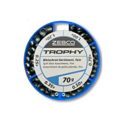 BOITE DE PLOMBS FENDUS ZEBCO TROPHY FINE - ASSORTIMENT 100 G