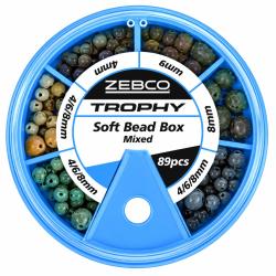 BOITE DE PERLES ZEBCO TROPHY SOFT BEAD BOX MIXED - 89pcs