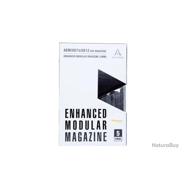 Pack of 5 - 550 BBs Hi-Cap Magazines for AK-12 AEG - Black - Arcturus