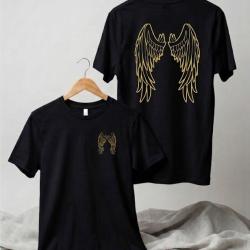 T-SHIRT AILES D'ANGE 100% COTON Noir & OR