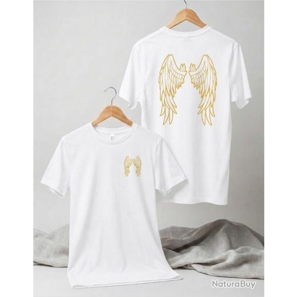 T-SHIRT AILES D'ANGE 100% COTON Blanc & OR