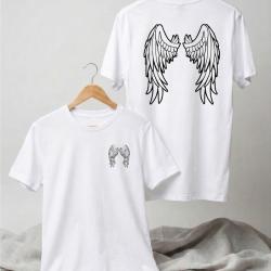T-SHIRT AILES D'ANGE 100% COTON Blanc & Noir
