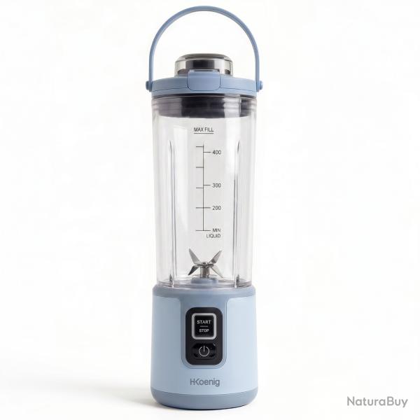 Vente programm�e - Mini blender portable sur batterie bleu pastel HKoenig
