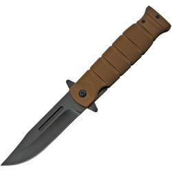 Couteau A/O Rite Edge Clip Point Lame Acier Inox Manche Caoutchouc Brun Linerlock CN300480BR