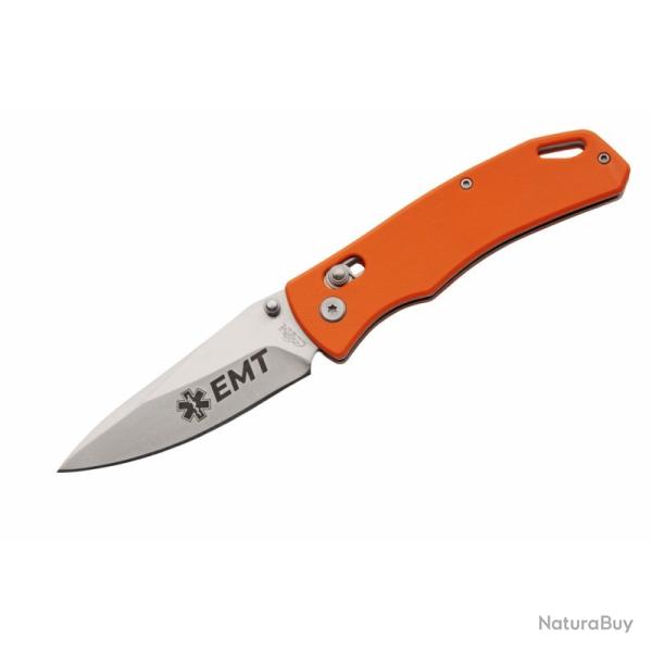 Couteau Rite Edge EMT RLS Lame Acier 8Cr13 Manche G10 Orange Crossbar Lock RUC4005EMT