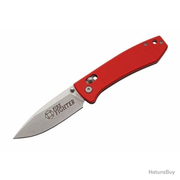 Couteau Rite Edge Fire Fighter Lame Acier 8Cr13 Manche G10 Rouge Crossbar Lock RUC4004FF