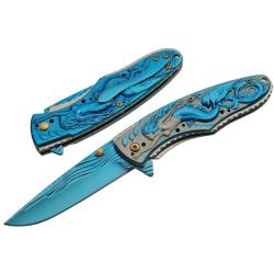 Couteau Rite Edge 300399-BL Lame Acier Inox Manche Inox Bleu-Argent Linerlock CN300399BL
