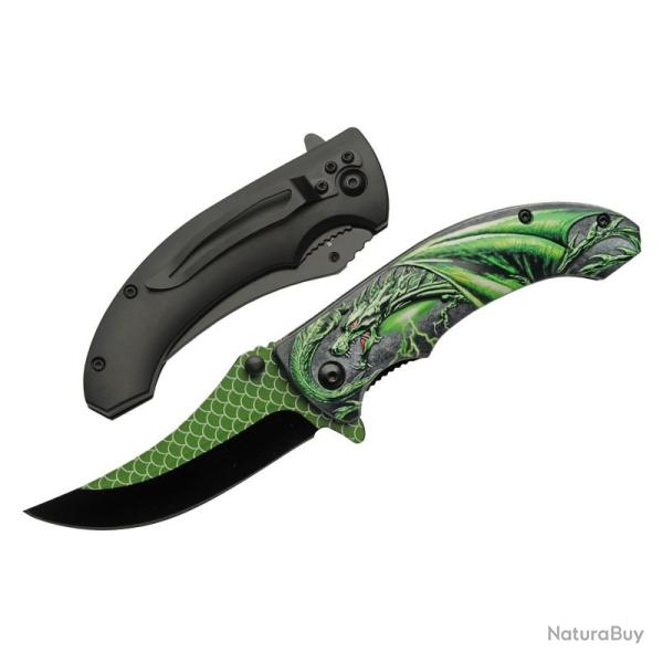 Couteau Rite Edge 300551-GN Lame Acier Inox Manche ABS Noir-Vert Linerlock CN300551GN