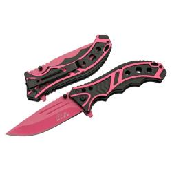Couteau Rite Edge 300585-PK Lame Acier Inox Manche Alu Noir-Rose Linerlock CN300585PK