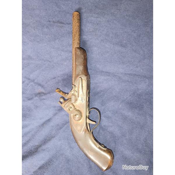 are Pistolet de voyage / coffre � silex d'�poque XVIIIe - Platine � silex d'origine - Militaria / Ar