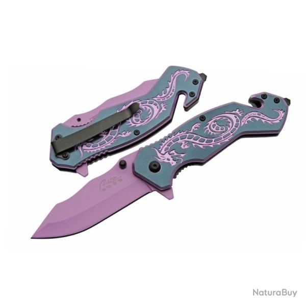 Couteau Rite Edge 300586-PU Lame Acier Inox Manche Alu Noir-Violet Linerlock CN300586PU