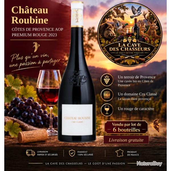 6 bouteilles de chateau roubine cuv�e premium rouge 2023 75cl livraison gratuite