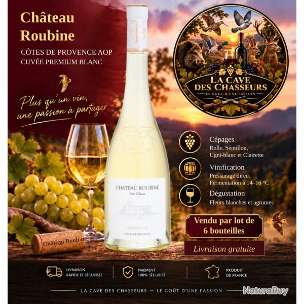 6 Btls ch�teau Roubine cuv�e premium blanc 2025 cotes de Provence cru class� livraison gratuite