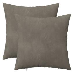 Housses coussin velours gris clair 40x40 cm douces avec fermeture &eacute;clair lot 2