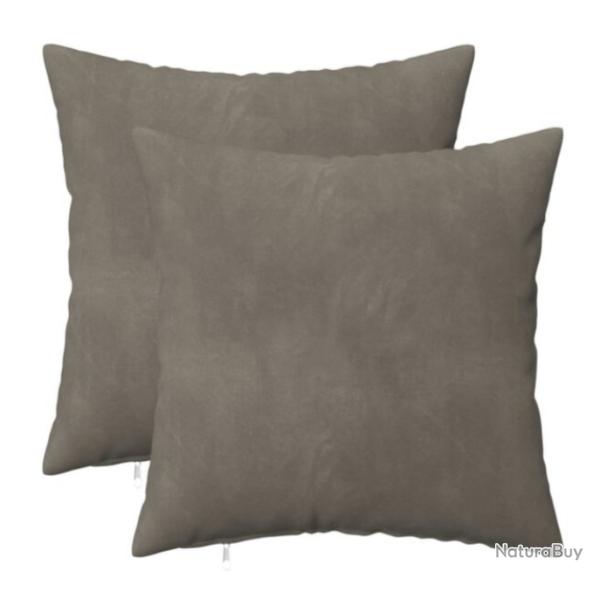 Housses coussin velours gris clair 40x40 cm douces avec fermeture �clair lot 2