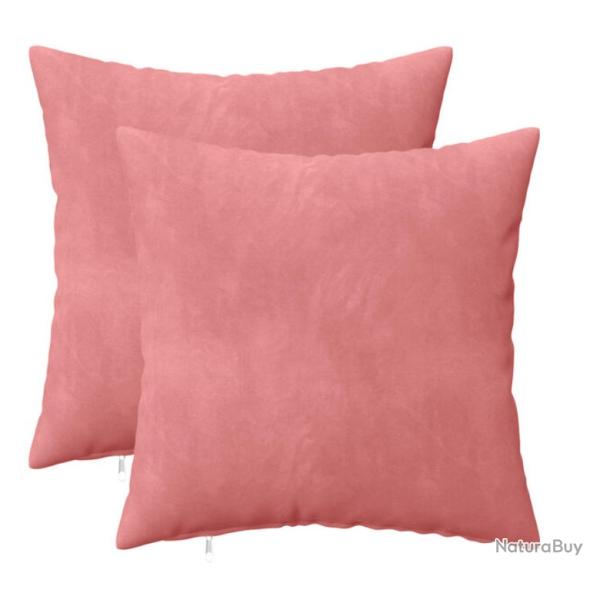 Housses coussin velours rose 40x40 cm douces avec fermeture �clair lot 2