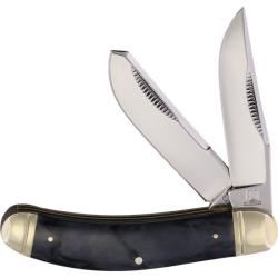 Couteau Rough Ryder Black Marble Sowbelly 2 Lames Acier 440 Manche R&eacute;sine Noir/Gris RR2077
