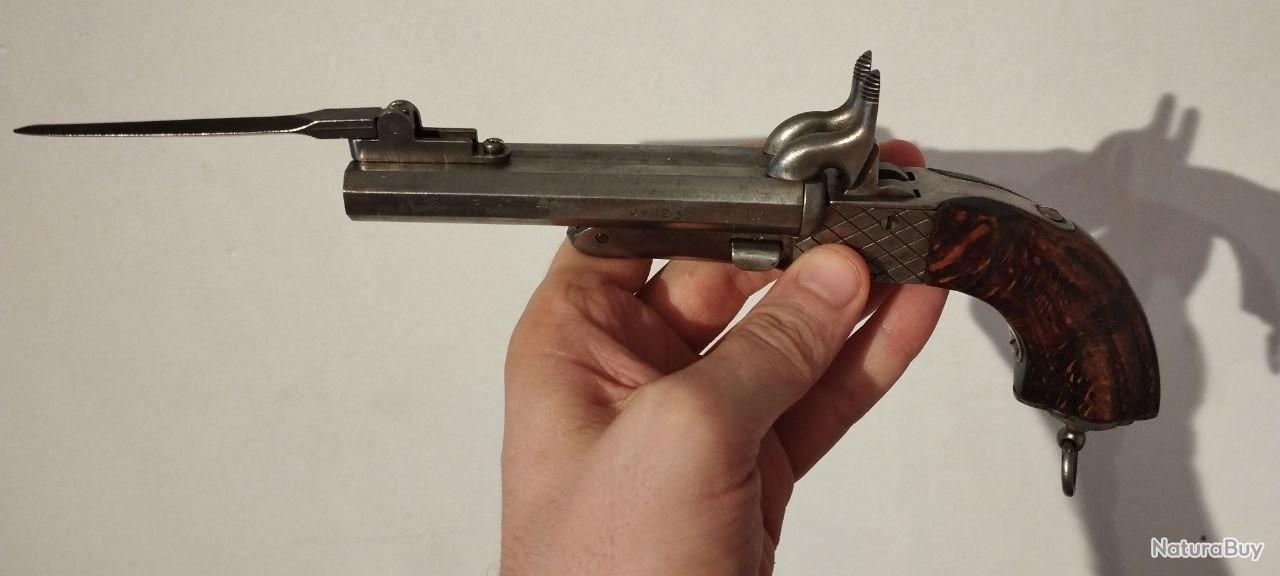 Juxtapuse Pistolet juxtapose à baïonnette cal 9 mm broche vénerie Napoléon III ...