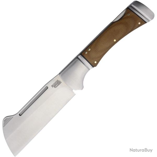 Couteau Rough Ryder Camp Cleaver Lame Acier Inox Manche Micarta Brun Lockback RR2679