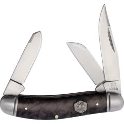 Couteau Rough Ryder Midnight Ice Sowbelly 3 Lames Acier Inox Manche Carbone Noir Slip Joint RR1996