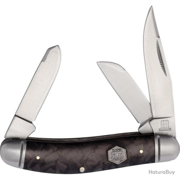 Couteau Rough Ryder Midnight Ice Sowbelly 3 Lames Acier Inox Manche Carbone Noir Slip Joint RR1996