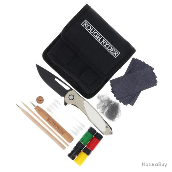 Couteau Rough Ryder Tattoo Lame Acier 7Cr17MoV Manche Alu-Os Bronze Framelock RR2551