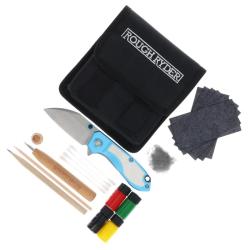 Couteau Rough Ryder Tattoo Lame Acier 7Cr17MoV Manche Alu-Os Bleu Framelock RR2552
