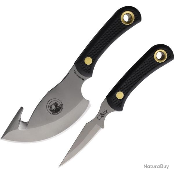 Lot Couteaux Knives of Alaska Light/Cub 2 Lames Acier D2 Manche SureGrip Noir �tui Cuir KOA00012FG
