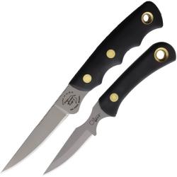 Lot Couteaux Knives of Alaska Jaeger/Cub 2 Lames Acier D2 Manche SureGrip Noir &Eacute;tui Cuir KOA00256FG